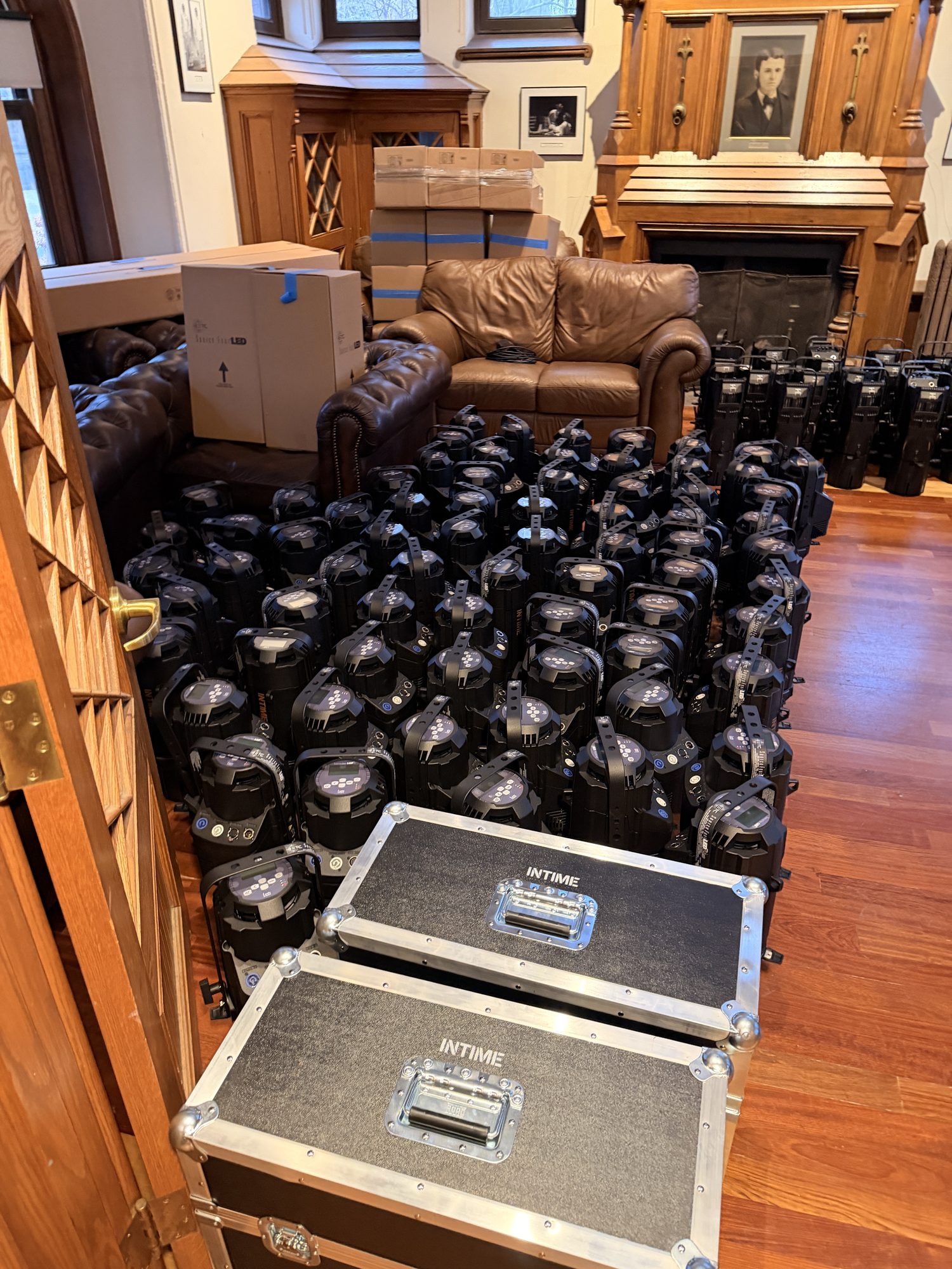New fixtures and road cases in the lobby