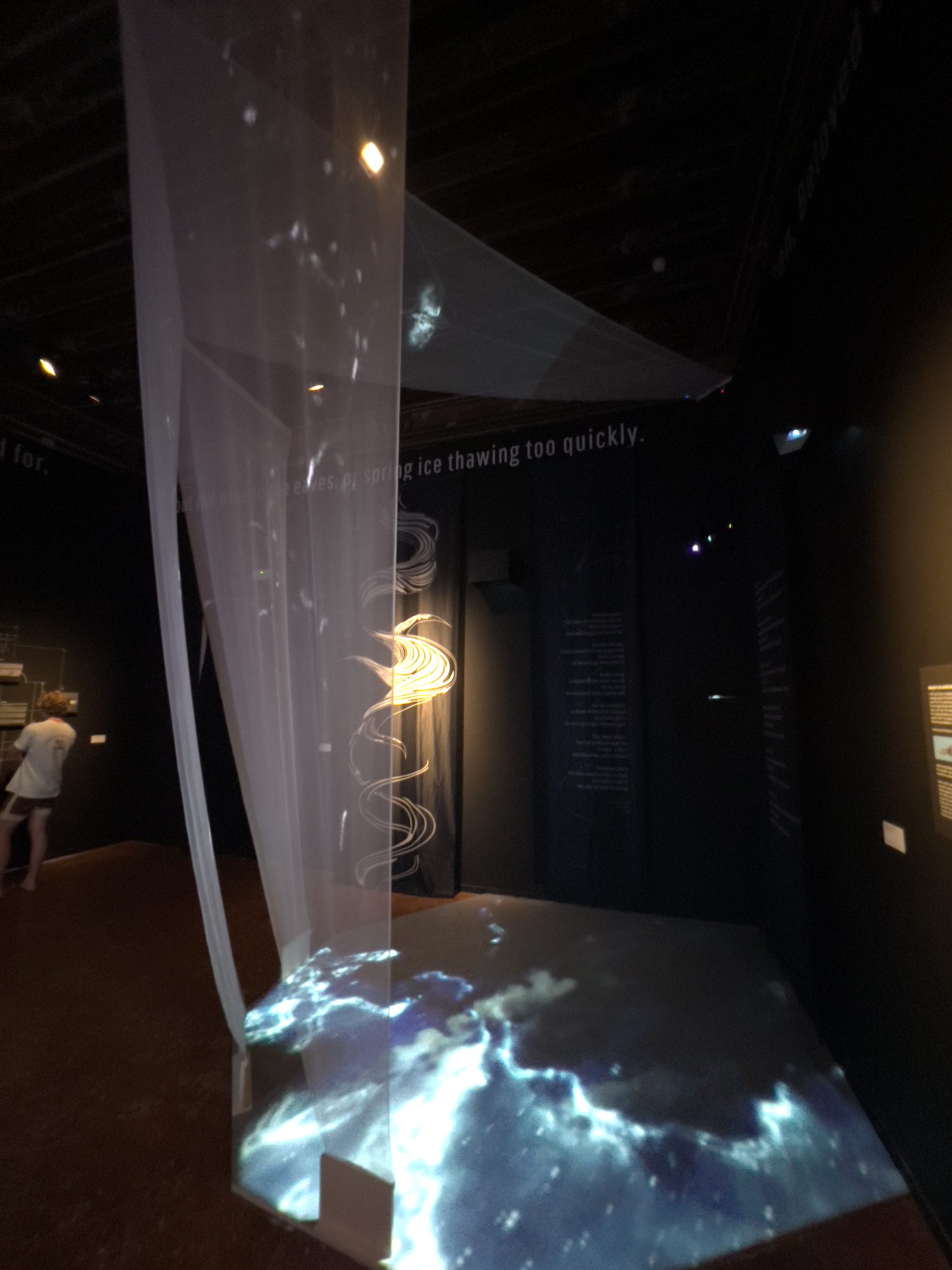Projection on suspended fabric