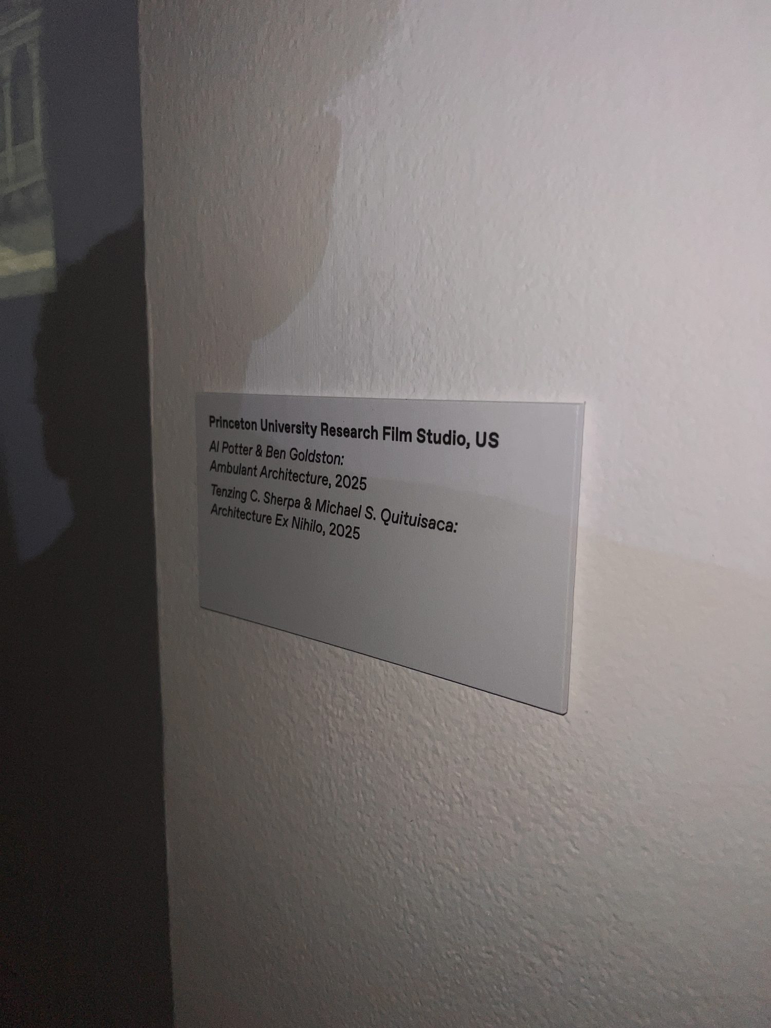 Wall label, Princeton University Research Film Studio
